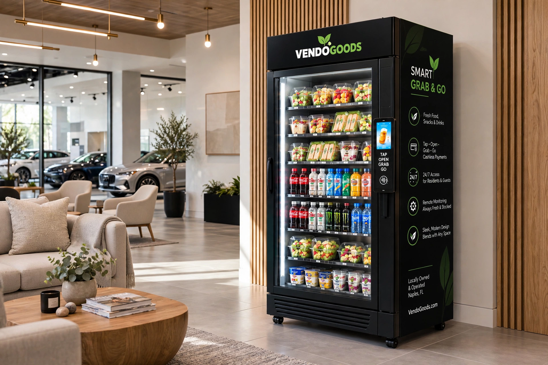 Smart cooler in a premium dealership showroom