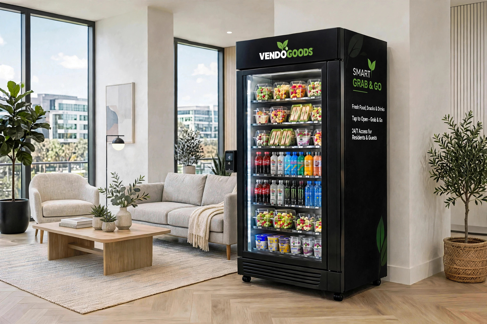 VendoGoods smart cooler in an office break room