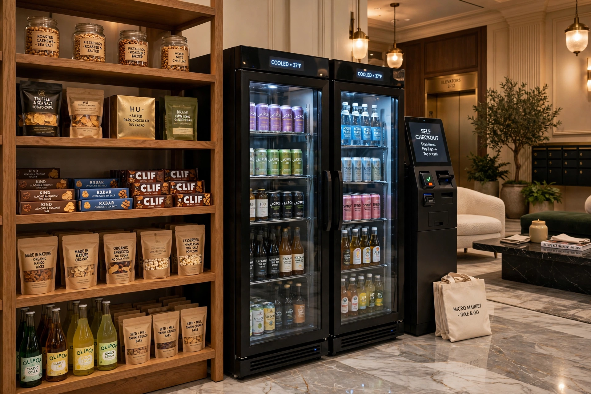 VendoGoods micro market in a luxury lobby